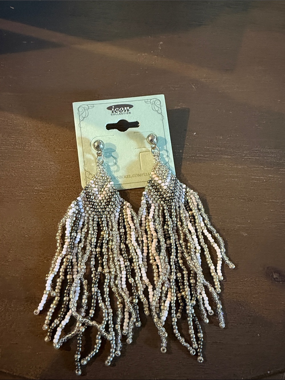 ICON COLLECTION Pink and Silver Beaded Fringe Statement Earrings